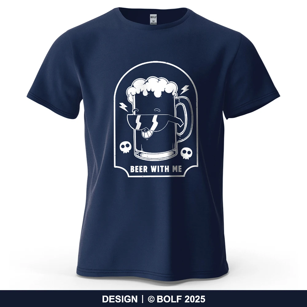Bier mit mir, entspanntes bedrucktes Herren-T-Shirt, 100 % Baumwolle, übergroß, lebhafte Party-Grafik-T-Shirts für Damen, Tops, T-Shirts, lässige Streetwear