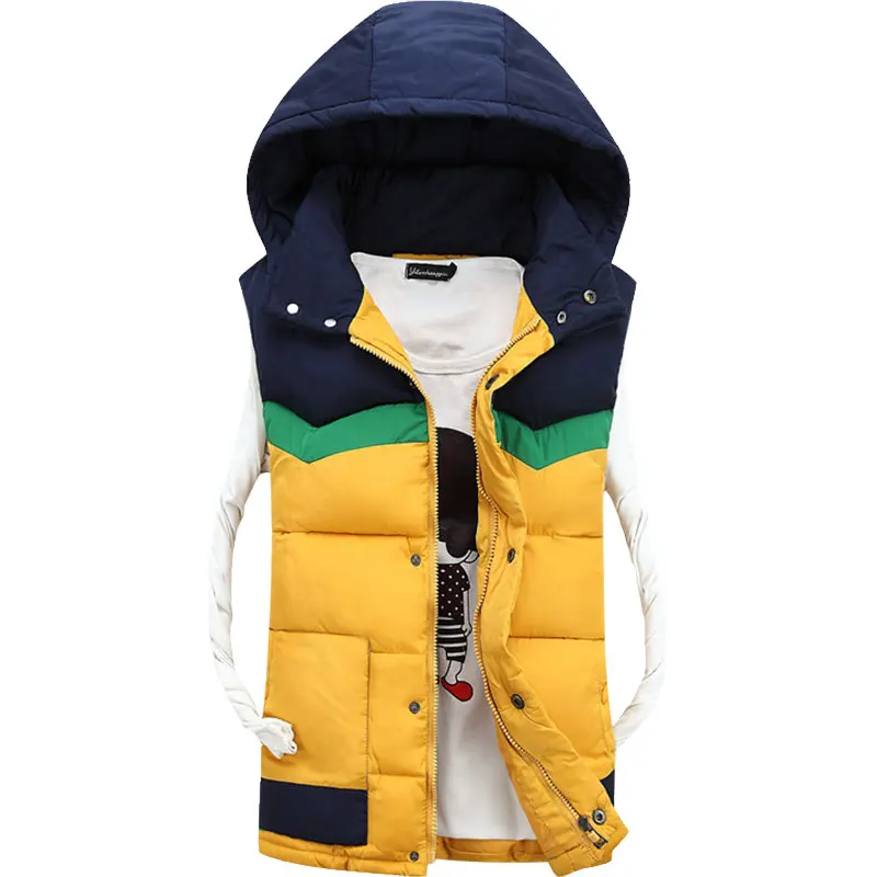 Autumn Winter Hooded Vest Men Casual Slim Warm Women Sleeveless Jacket Coat Youths Mens Man Vest Plus Size S-3XL