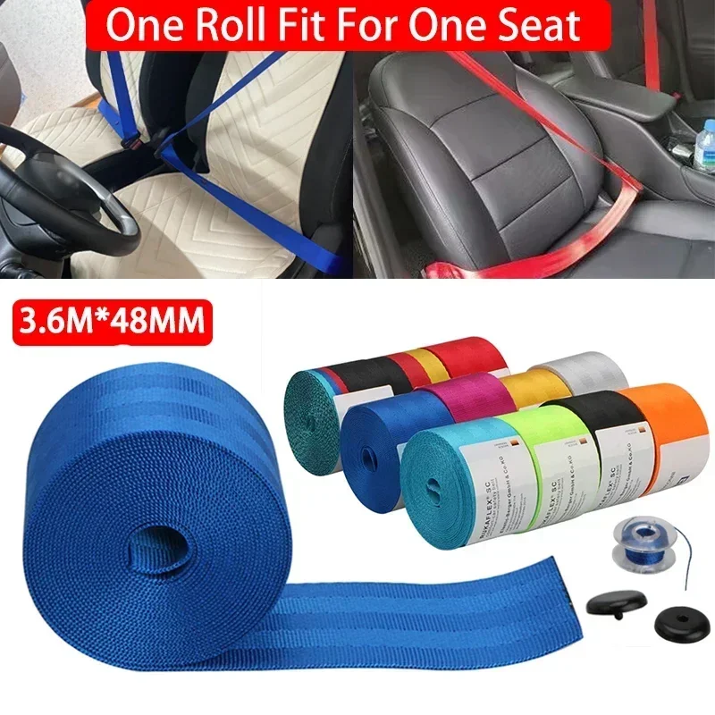 New 3.6M Car Seat Belt Webbing Universal Car Personalized Modification Seat Belt Webbing Car Accessories  Safety Belt
