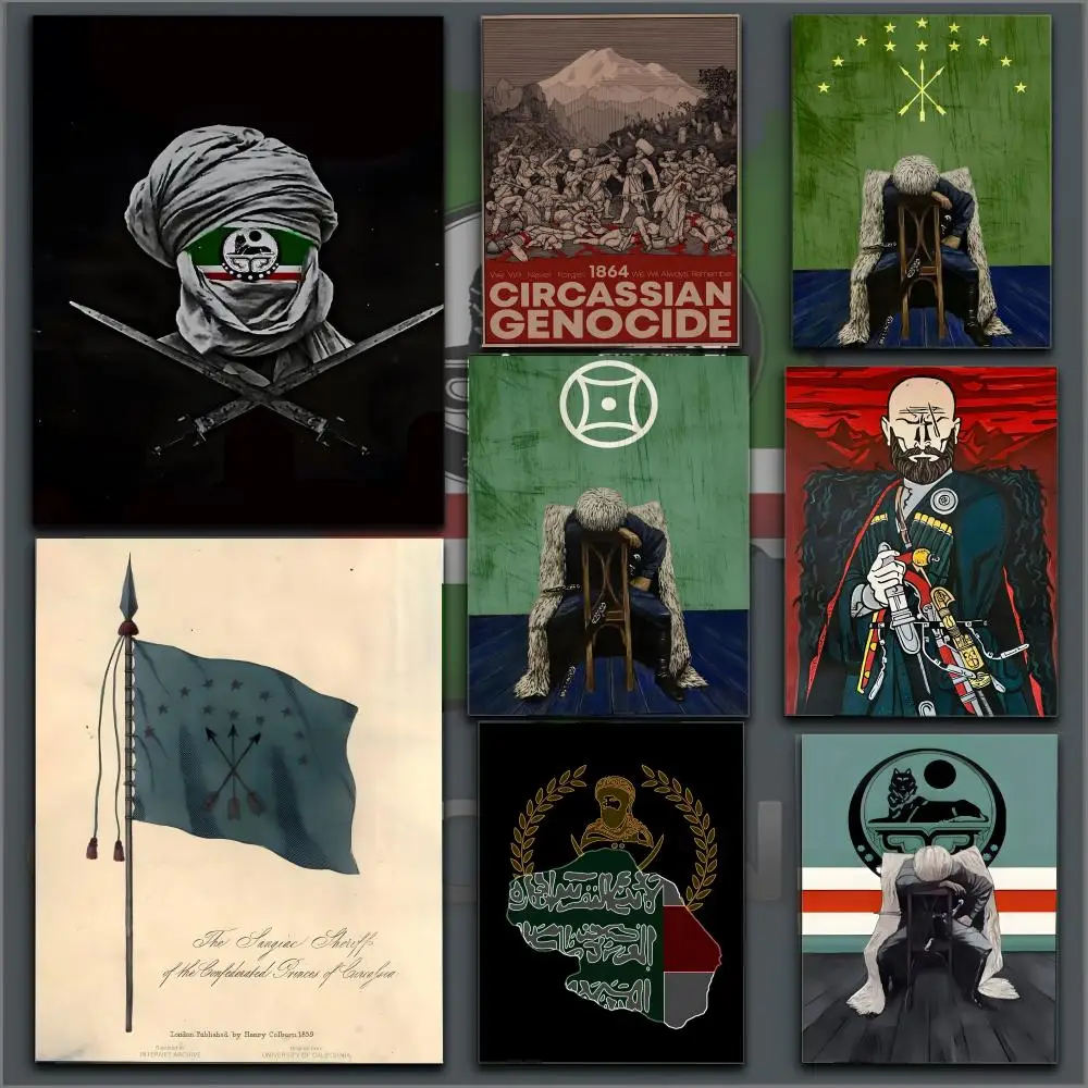 Tschetschenische Nationalflagge Poster HD Anime Hot Theme Sänger/OST/Film-Wasserdicht Selbstklebende Heimdekoration