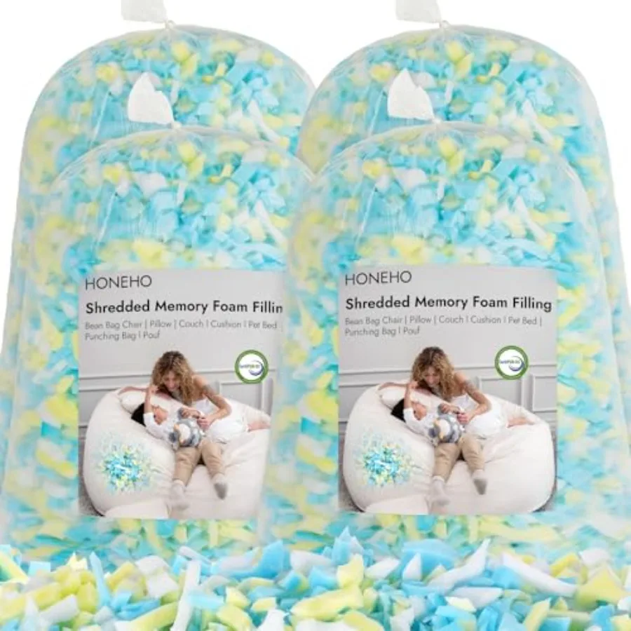 

20lbs Shredded Memory Foam Bean Bag Filler Soft and Convenient Bean Bag Filling Pillow Stuffing for Beanbag Couch Cushion Stuff
