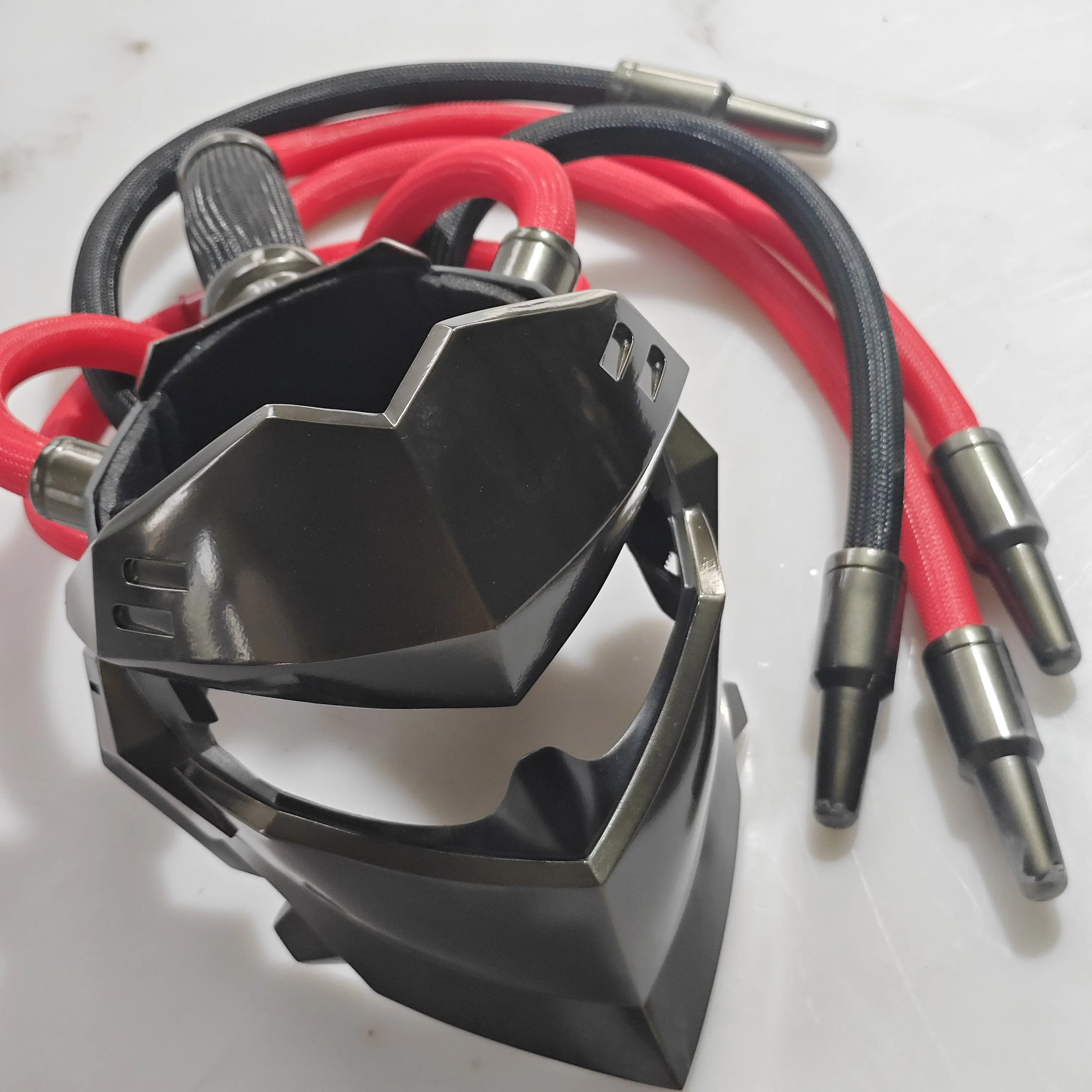 Overwatchs Genji Shadow Skin Cosplay Mask Helmet with Dreadlocks, Mechanical Fiberglass Prop