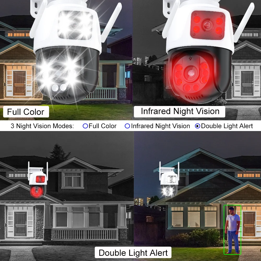 WIFI Security System Kit NVR Recorder Set 8CH 6MP Wireless PTZ Camera Dual Lens  IP Camera 2-Way Audio Video Surveillance System