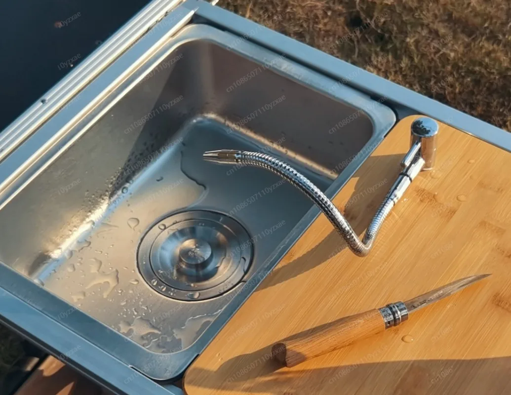 Outdoor Camping Table Kitchen Zebra One Unit Sink Module Combination of Faucet Washing Basin Pool