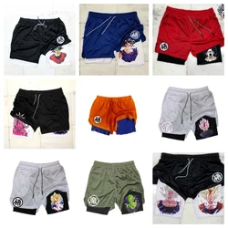 Anime Dragon Ball Son Goku Shorts Men Double Layer Sports Short Pants Sportswear Cartoon Jogger Breathable Beach Pants Gifts