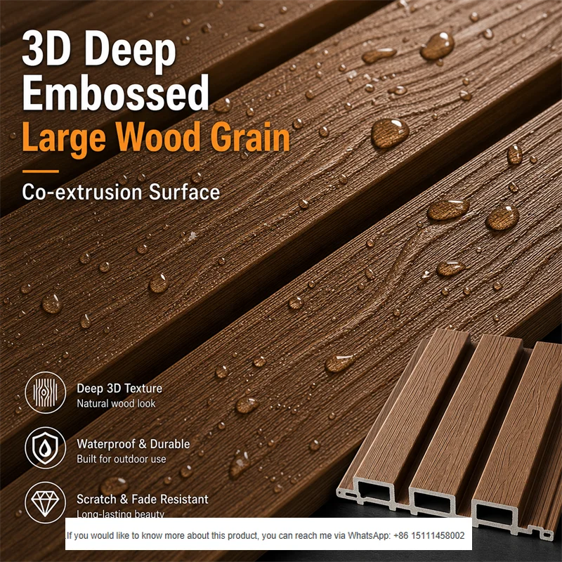 3D Embossed Fluted Exterior Board Fire Retardant Wood Texture Low Maintenance Export Grade Co Extrusion WPC ASA Wall Panel