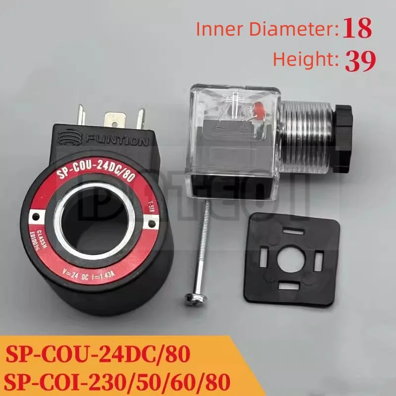 Solenoid Valve Coil Sp-CoI-110/50/60/80  FUNTION  Coil Sp-CoI-230/50/60/80 Inner Diameter 18mm Height 39mm