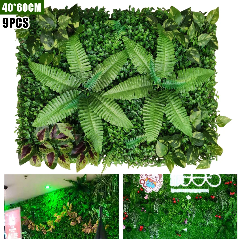 Pack of 9 60 x 40 cm Artificial Leaf Plants Wall Plant Wall Privacy Screen Artificial Plants Outdoor Indoor Simulation