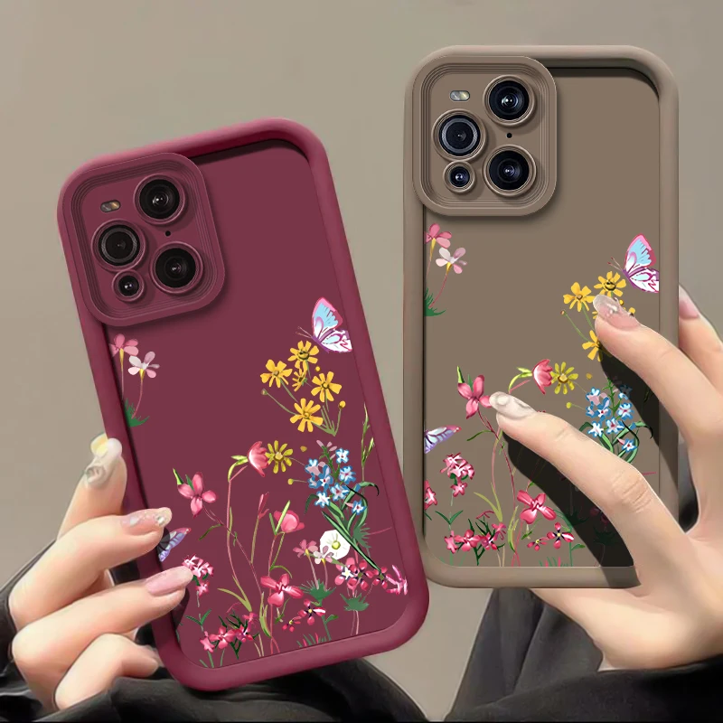 Color Flower Phone Case For OPPO F9 F19 F21 F23 F7 R11 R15 R17 Pro K9 K10X Shockproof Camera Lens Protection Silicone Soft Cover