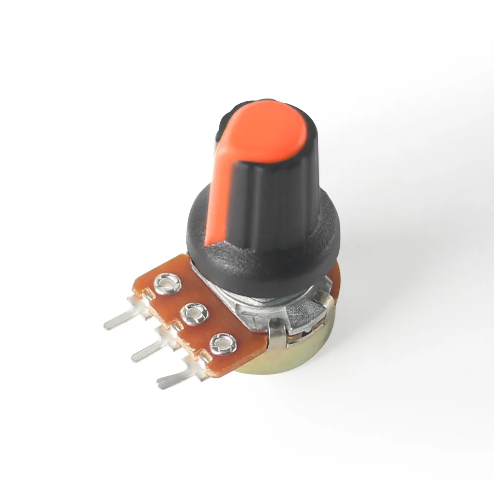 5 Set Linear Rotary Potentiometer WH148 B1K B10K B20K B50K B100K B250K B500K 15MM 3Pin Variable Resistors with Orange AG2 Knob