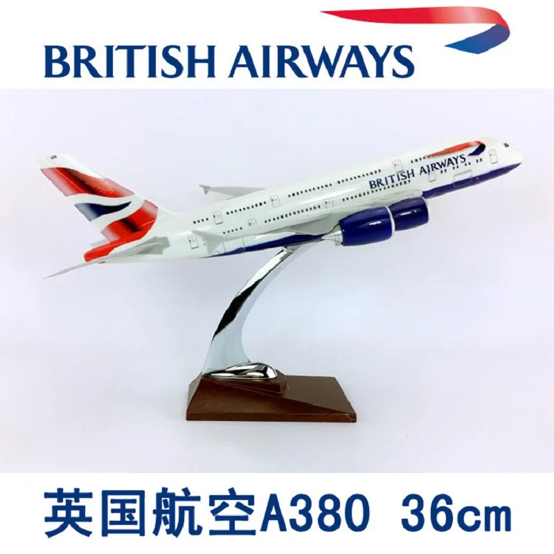 36CM A380 British Airways Airlines Aircraft Model with Bbase Alloy Model Airplane Collection Plane