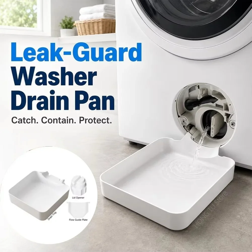 New Washing Machine Drain Tray Suit Effectively Prevent Ground Overflow Water Collector Drainage Pump Lint Filter Cleaning Tray
