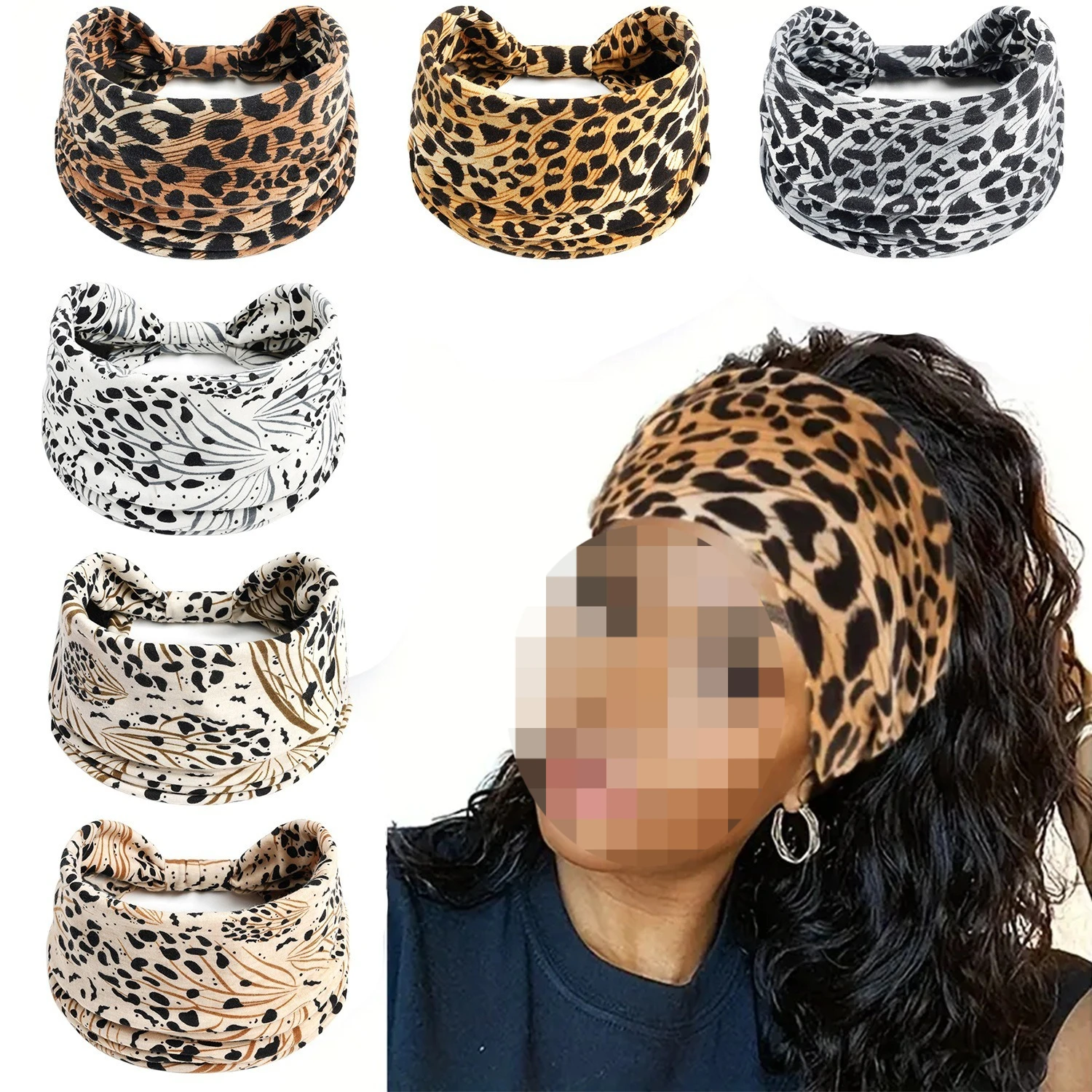 Leopard Zebra Snake Print Headband for Women Sexy Elastic Knotted Sports Hair Band Fashion Matching Hair Accessories