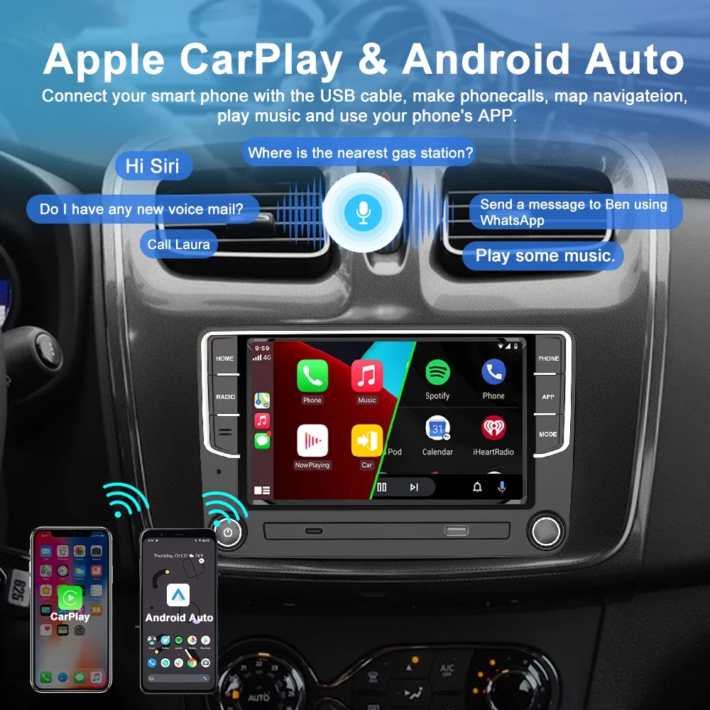 7" Original style Android 13 4+64G For VW Passt Golf Polo MK5/6 Caddy Amork Carplay Car stereo Radio GPS WIFI BT