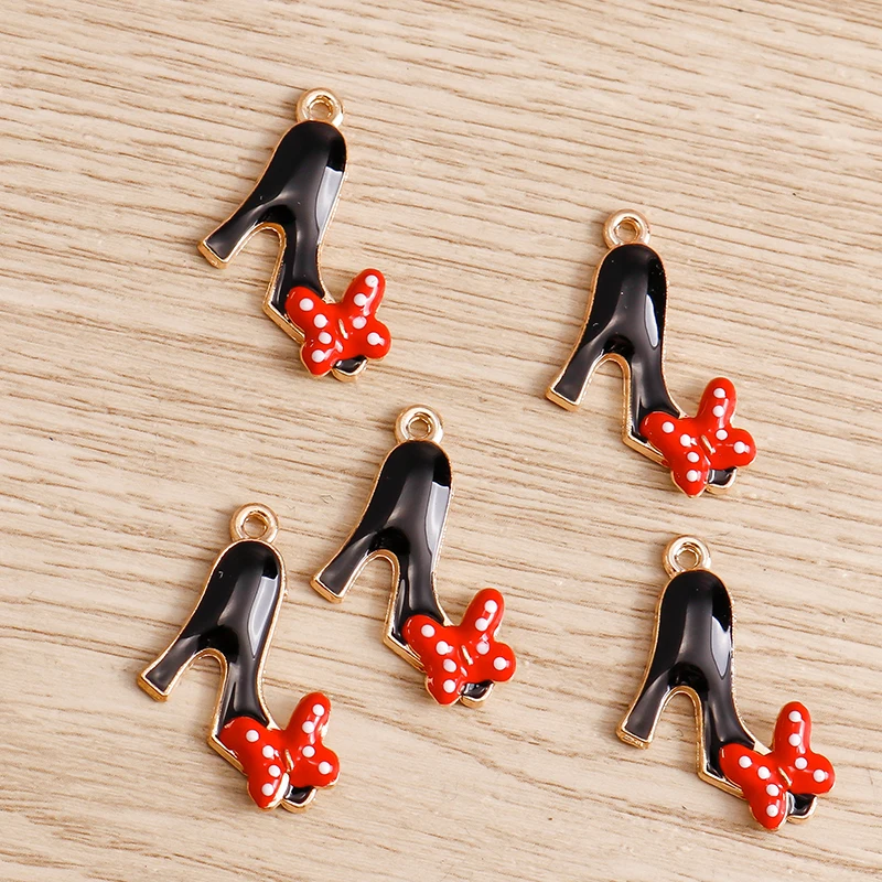 Tusember 10 Stück niedliche High-Heels-Anhänger mit roten Lippen und Lippenstiften für die Schmuckherstellung, Halskette, Ohrringe, Armband, DIY, handgefertigtes Kunsthandwerk – Detail 5