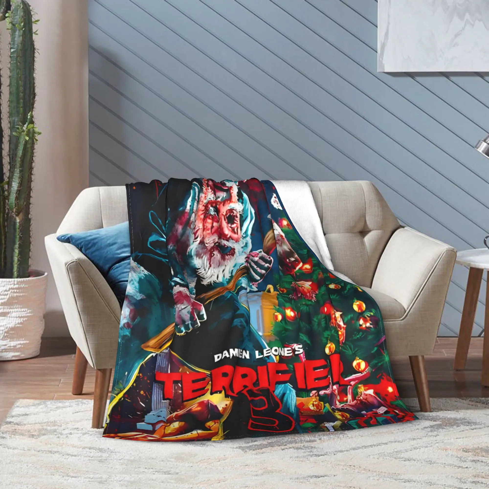 Super Soft Christmas Terrifier Throw Blanket Premium Flannel Fleece Lightweight  Bed Blanket Super Cozy Bedspread All Season Use