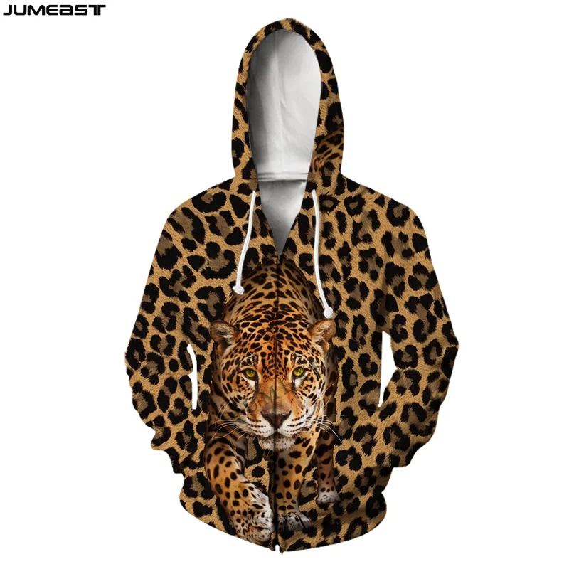 

Jumeast Men Women 3D Oversized Coat Leopard Camouflage Animal Tiger Long Sleeve Jacket Sport Pullover Spring Zipper Hoodies