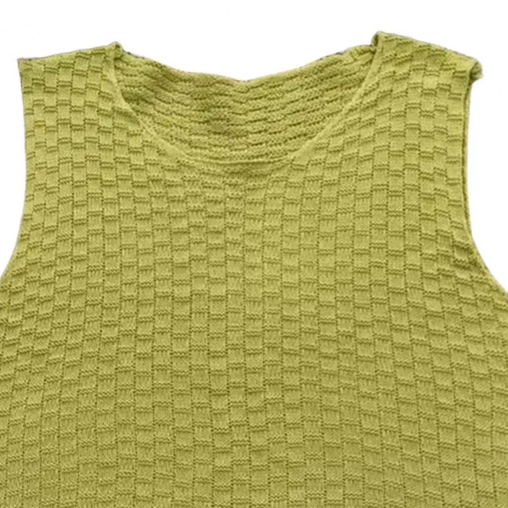 Women Vest Lightweight Top Women’s Vest Tops Round Neck Tassel Hem Tank Tops Solid Color Loose Fit Knitting Camisole for Wear