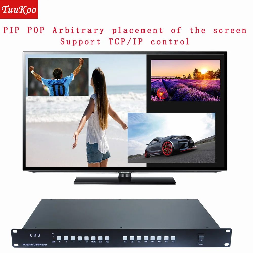 Multiviewer HDMI 4x1 4K 4 ingressi Controllo PIP POP tramite TCP IP Multiviewer HDMI HDMI Schermo multiviewer quad HDMI 4x1 TCP IP