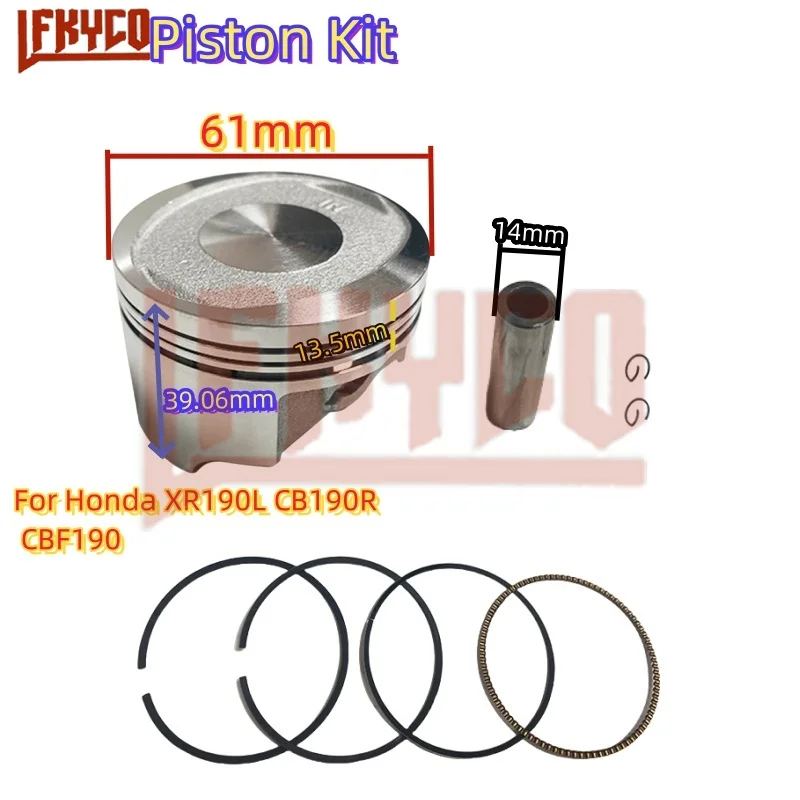 Część silnika motocyklowego 61 mm do Honda CB190R CB 190 R CB190SS CB190X CBF190X CBF190X CBF190TR XR190L XR190CT Zestaw sworzni tłoka 14 mm