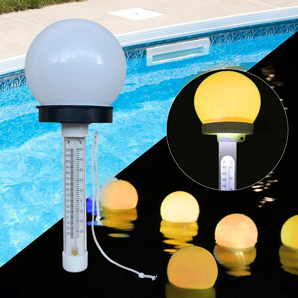 Drijvende zwembadthermometer met LED-licht op zonne-energie Waterdichte watertemperatuurmeter Multifunctioneel voor koude duik spa-vijver