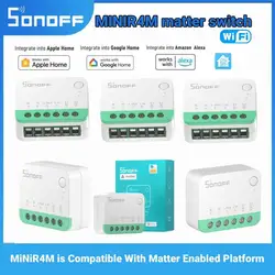 Sonoff MiniR4-M WiFi Smart Matter Switch 2-way Control Neutral Wire Integrate Matter-enabled Platform Alexa Apple Home Assistant