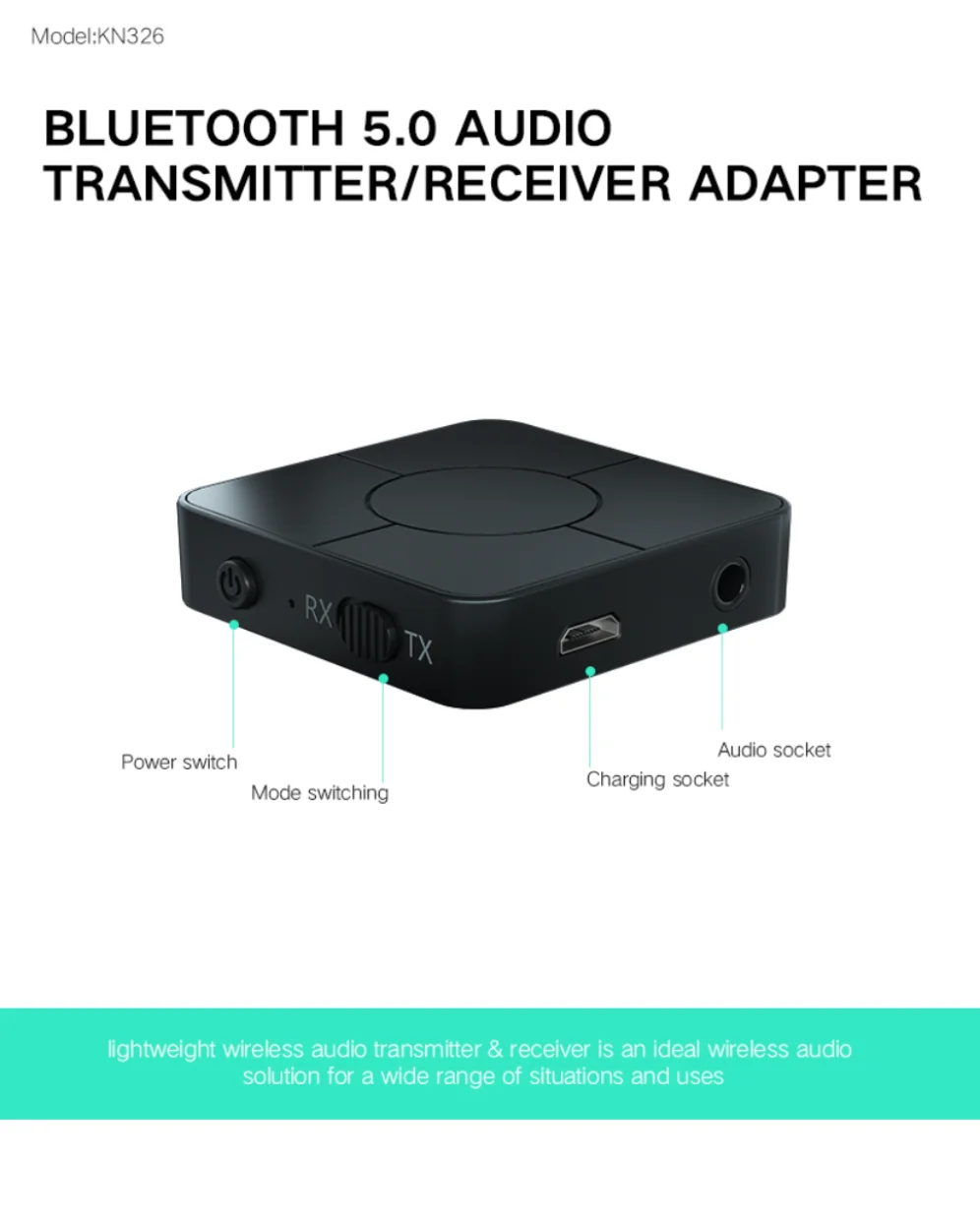 Grwibeou Bluetooth 5.0 Transmitter Receiver 3.5mm AUX Stereo Music Low Latency Wireless  Audio Adapter For PC TV Car Speaker