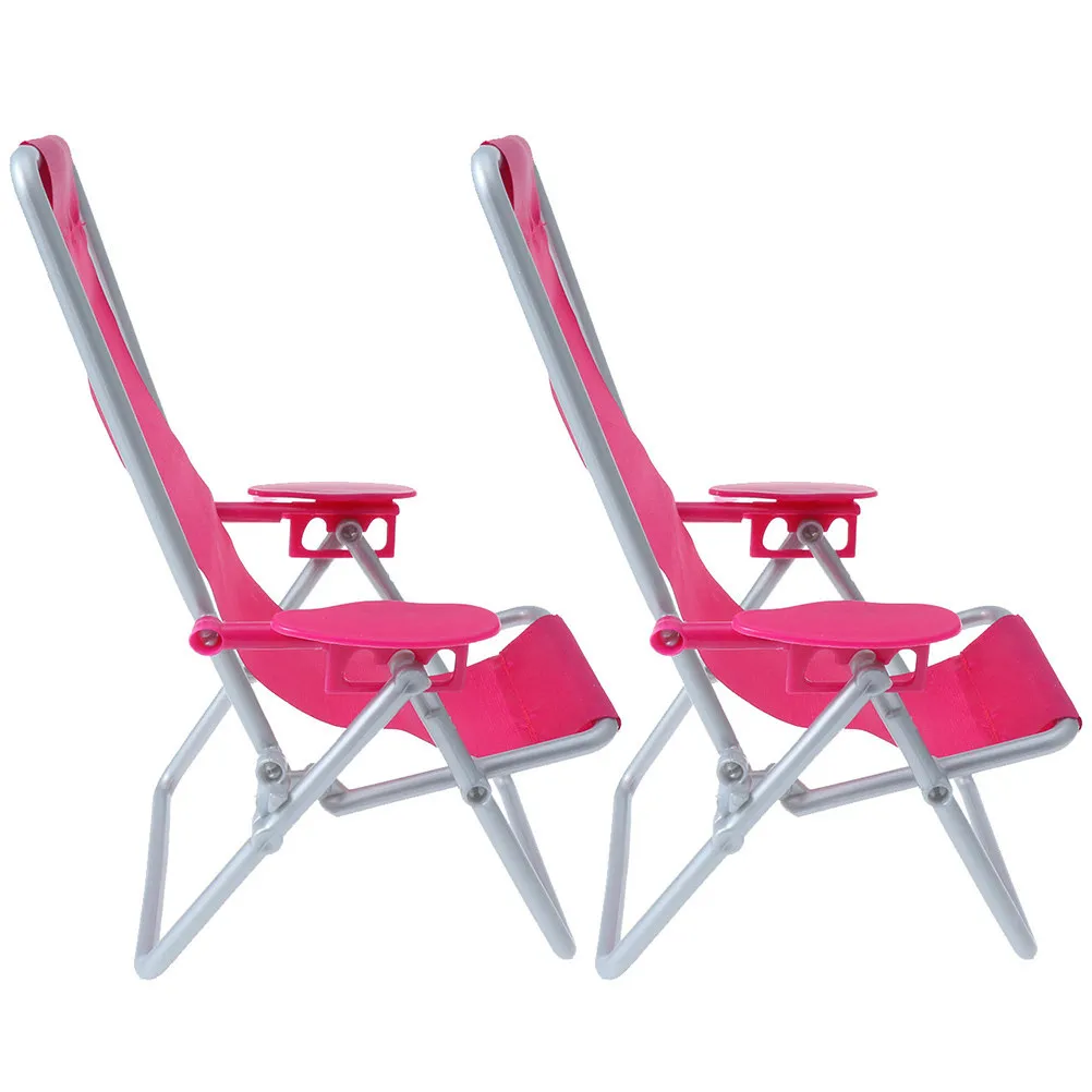 2Pcs Miniature Beach Chair Highly Simulated Foldable Small Lightweight Compact Mini Deck Chair Decoration for Kids Mini House