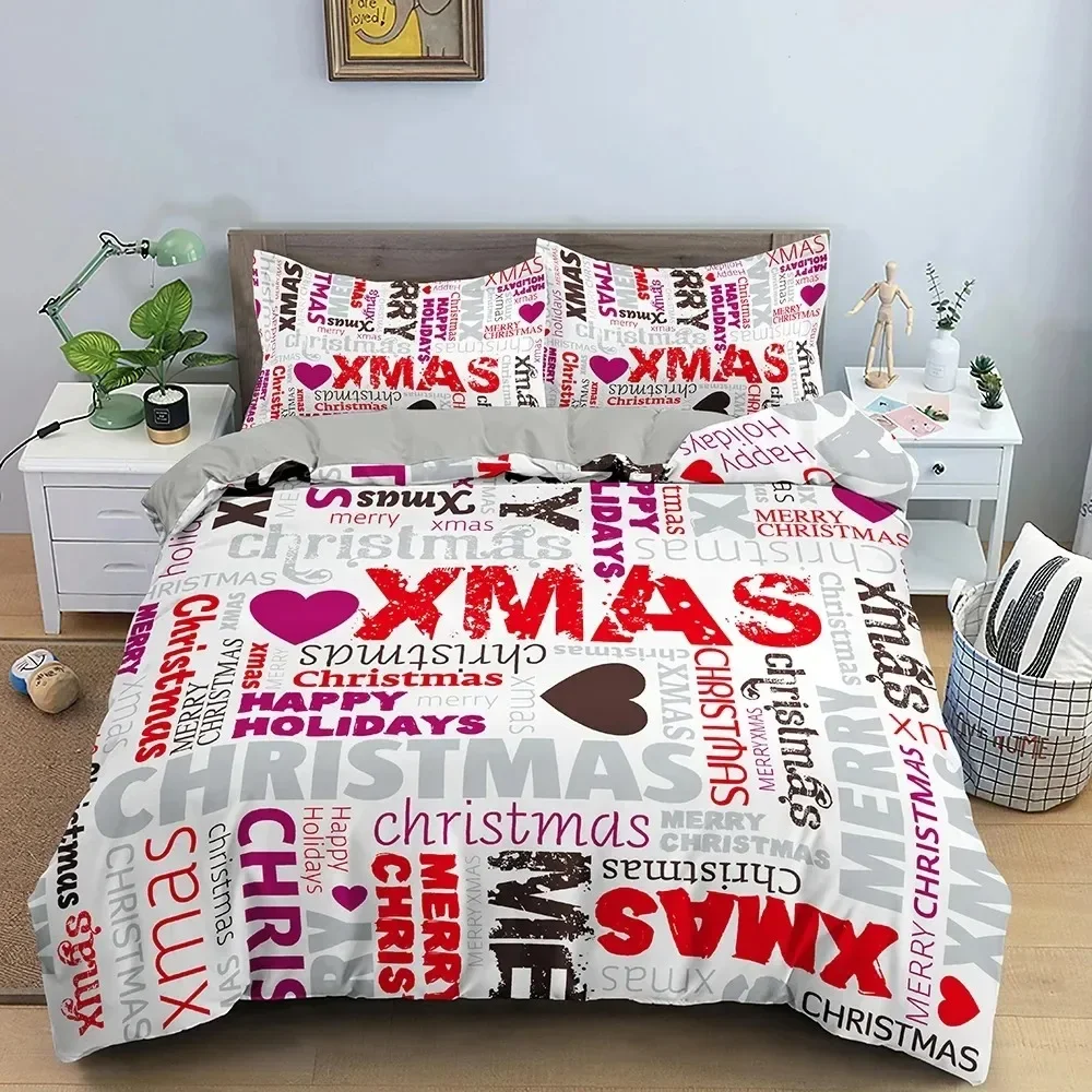 Christmas Decoration Bedding Set Luxury Soft Duvet Cover Set 3D Christmas Printed Quilt Cover King Queen Twin Size Home Textile