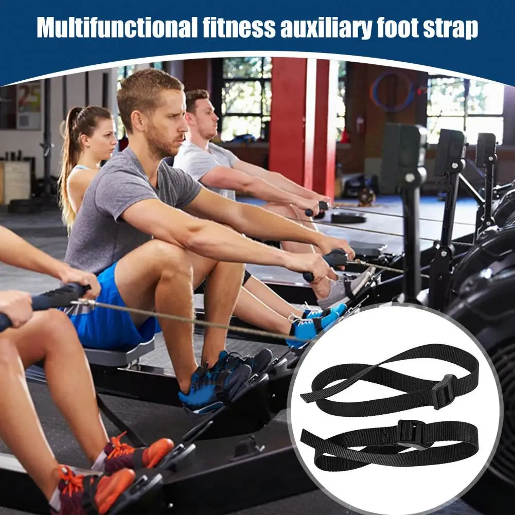 

2Pcs Rowing Machine Foot Strap Adjustable Feet Strap Replacement Multi-functional Fitness Equipment Auxiliary Webbing Buckle