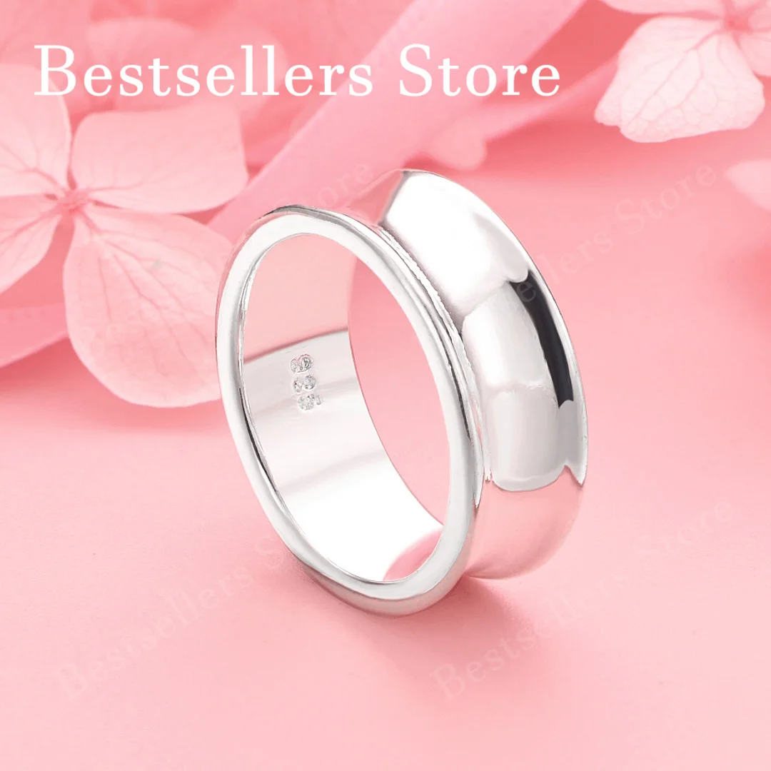 

1 шт., простое глянцевое круглое кольцо из стерлингового серебра 925 пробы 5-10, женские ювелирные аксессуары, модный свадебный подарок