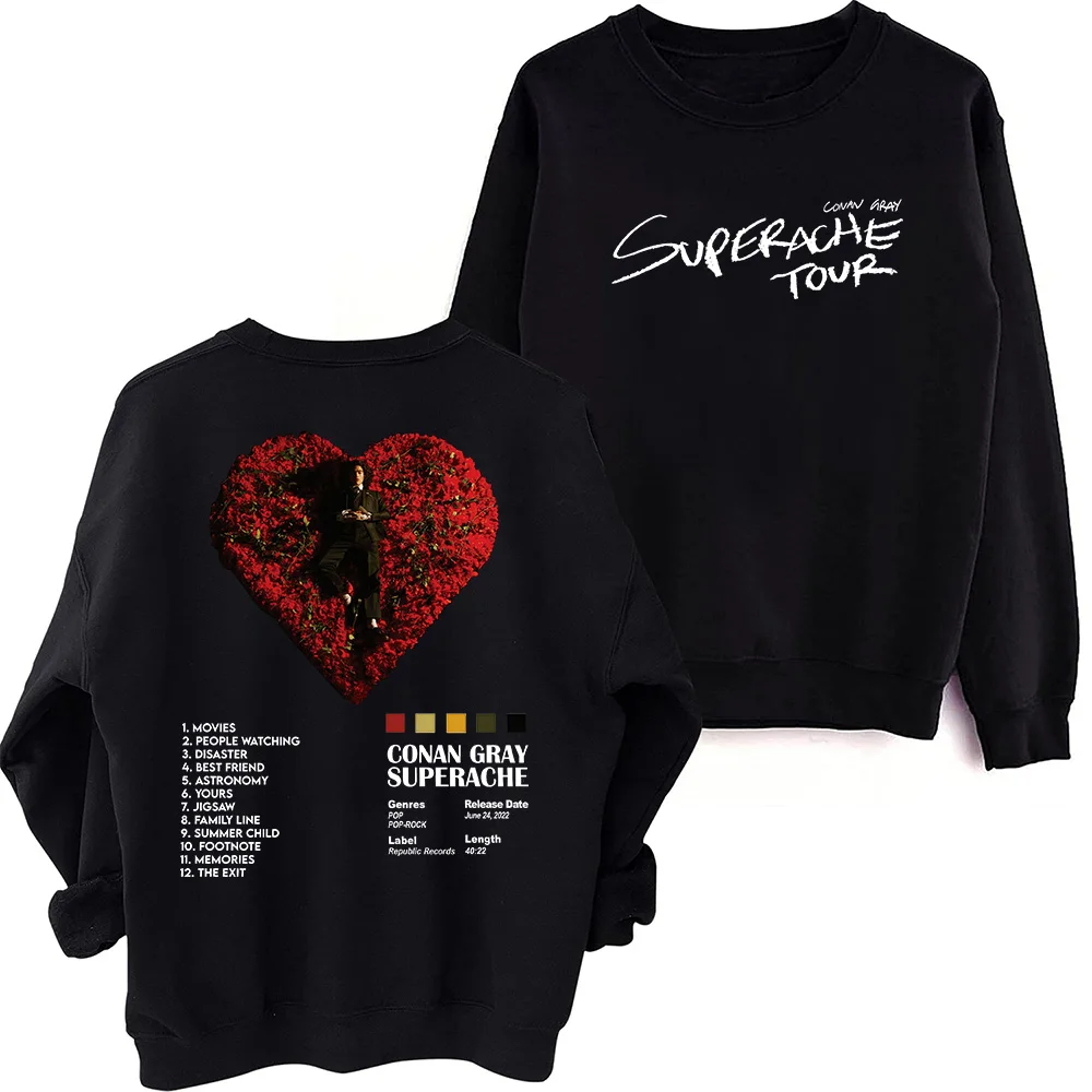 

Conan Gray Superache Tour Sweatshirt Harajuku Round Neck Long Sleeve Oversized Tops Fans Gift Tops