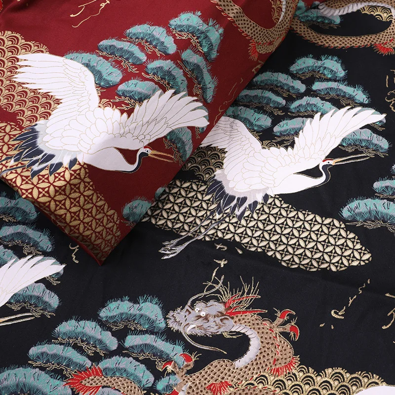 100x150cm Japan Style Crane Bronzing Fabric Cotton Sewing Fabric For Diy Tablecloth Bag Clothes Dress Sewing Craft Patchwork