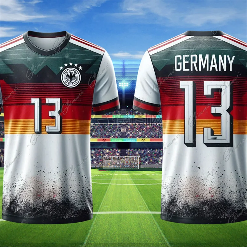 Retro Soccer Shirt Short Sleeves German Style Pop Kids Youth Training And Competition Tops Football Jersey Men's Football Shirts