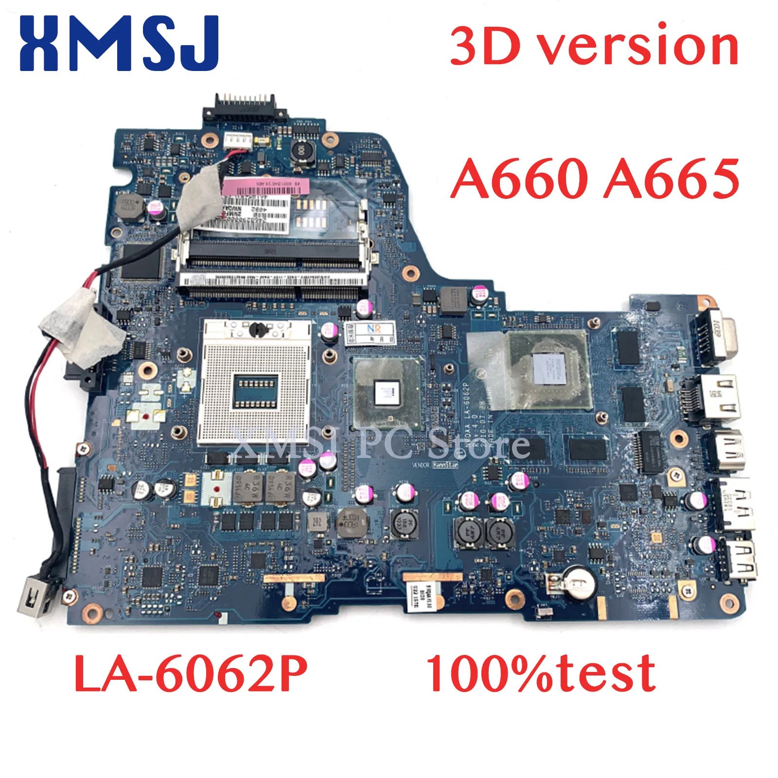 

XMSJ For NWQAA LA-6062P K000112440 Toshiba Satellite A660 A665 Laptop Motherboard 3D Version HM55 Free CPU Main Board