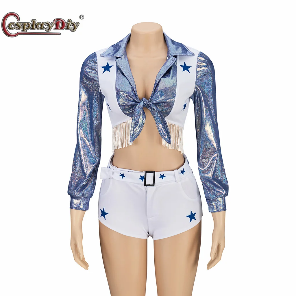 

Woman's Cowboys Sexy Top Shorts Cheeleader Suit Full Set Halloween Party Cheerleading Sports Outfit