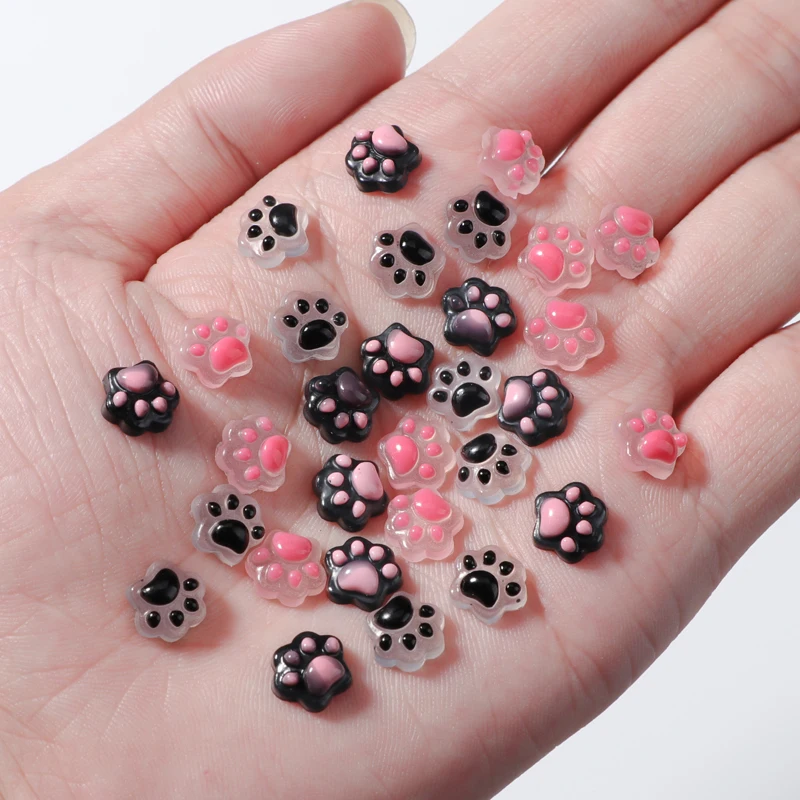 30 Pcs/bag Mix Resin Charm Nail Cat Paw Decoration  Kawaii Accessories Nail Supplies for Professionals Nail Art Parts Design Diy