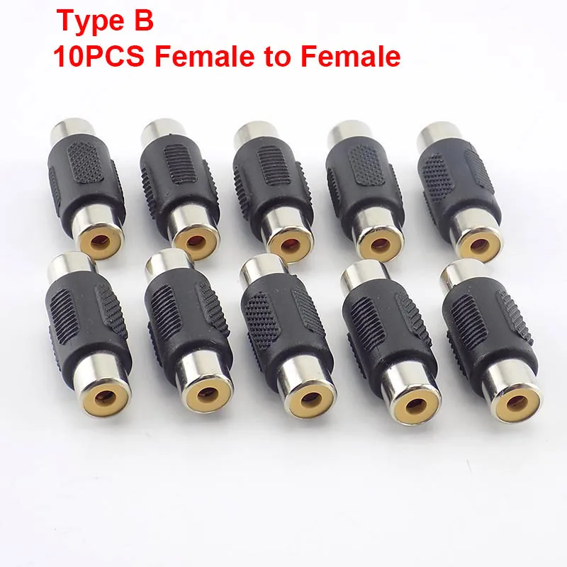 Dual RCA Male to Male Coupler Female to Female Audio Connector Adapter AV Cable Plug For CCTV Camera Connector Video