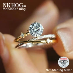 NKHOG 1CT Moissanite Ring 925 Sterling Silver Star Trail Women Plated AU750 Lab Diamond Engagement Wedding Gift Fine Jewelry GRA