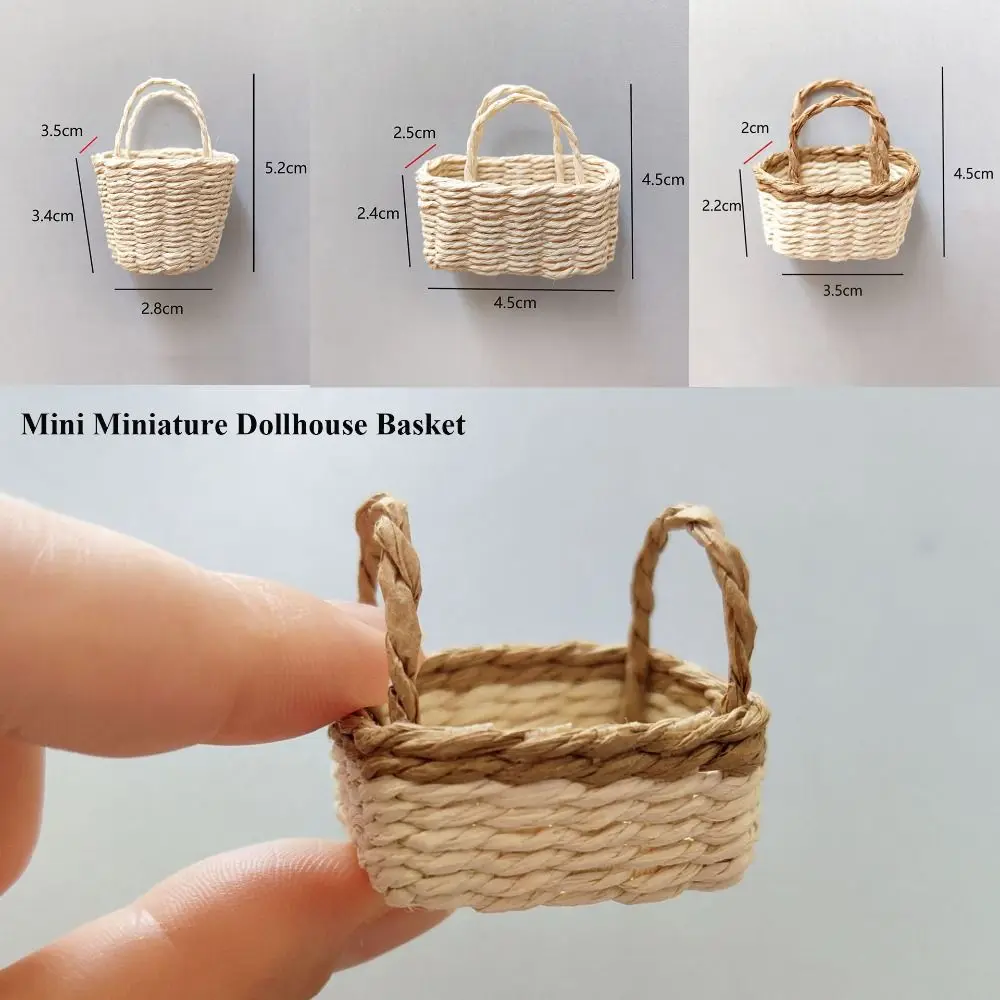 Hoge kwaliteit 6 stijlen mini miniatuur mode-accessoires handgeweven mand papier wijnstokmand voor BJD-poppen / voor Ob11-poppen