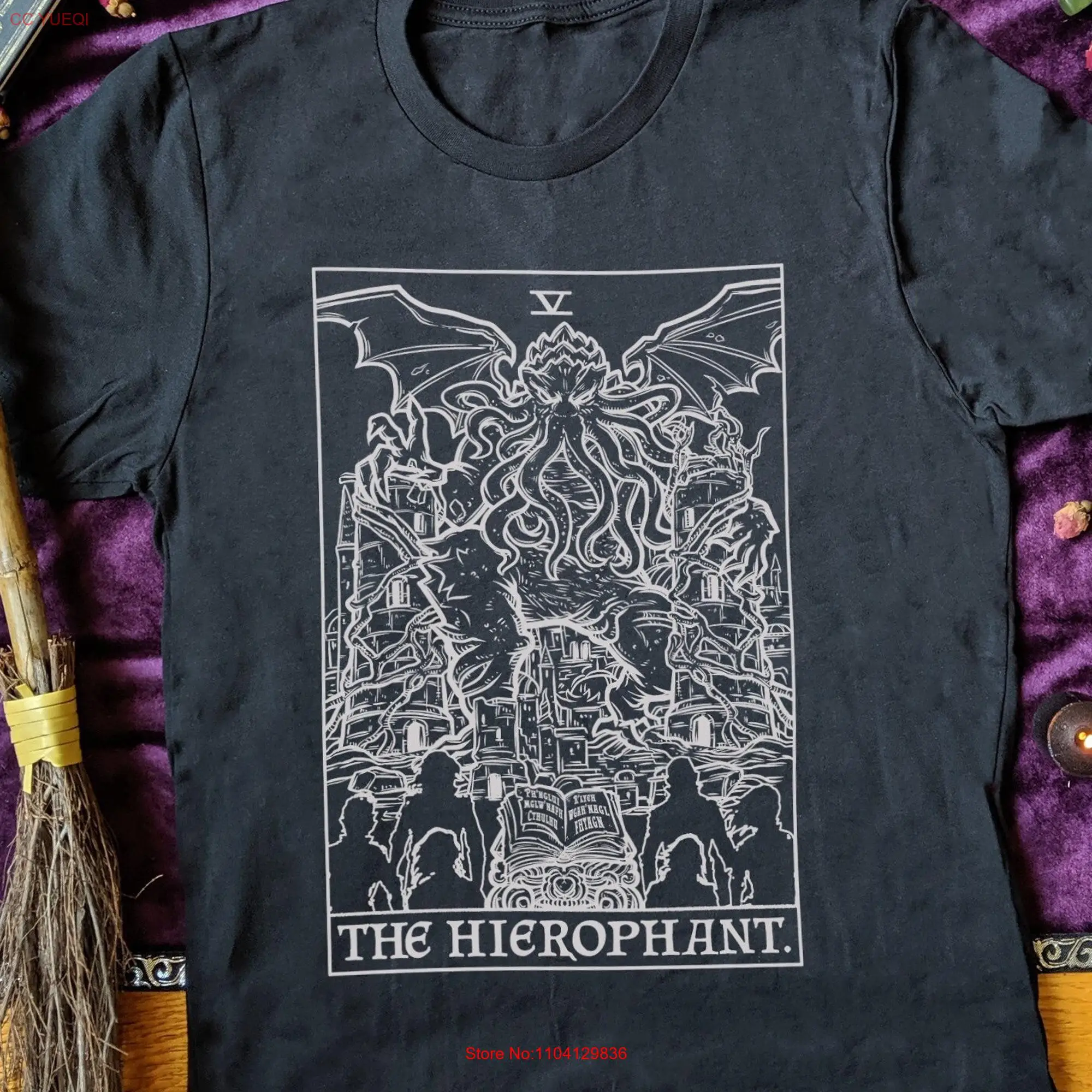 The Hierophant Tarot Card T Shirt Cthulhu Cosmic Horror HP Lovecraft Halloween Gothic Literature Goth