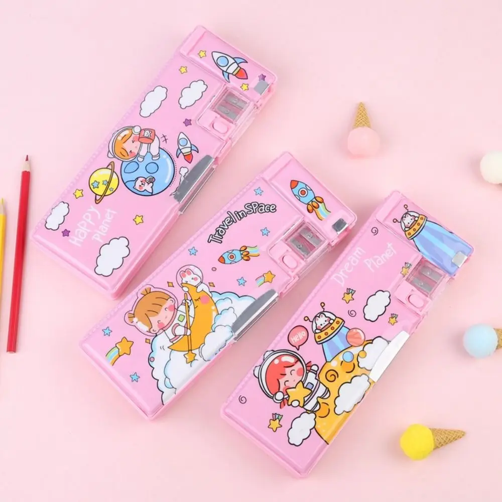 Double-sided Pencil Case Large Capacity With Pencil Sharpener Pen Box Cartoon Girls Back To School Gift Pen Bag School Office