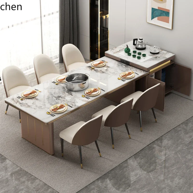 b7- rock slab island dining table integrated simple telescopic multi-function with induction cooker tea island dining table