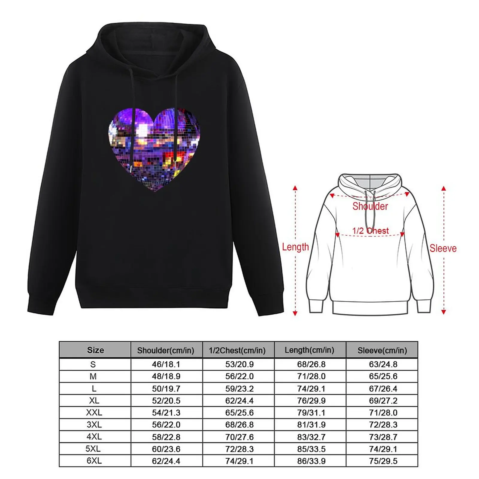 Purple Disco Ball Heart Pullover Hoodie men wear men clothing hoodies for men