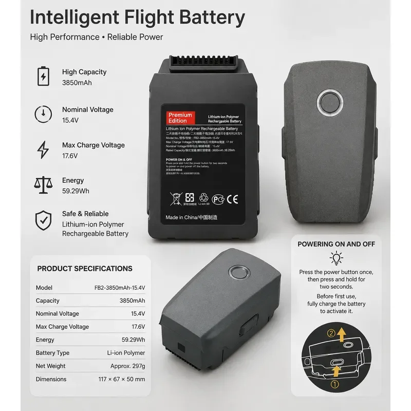 Suitable for DJI Mavic 2 Heated Edition Battery DJI Mavic 2 Pro Heated Edition 3850mAh 15.4V