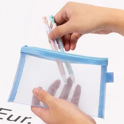 Travel Cosmetic Bags New Simple Transparent Mesh Cosmetic Storage Bag Clear Zipper Pencil Case Nylon Makeup Pouch Portable