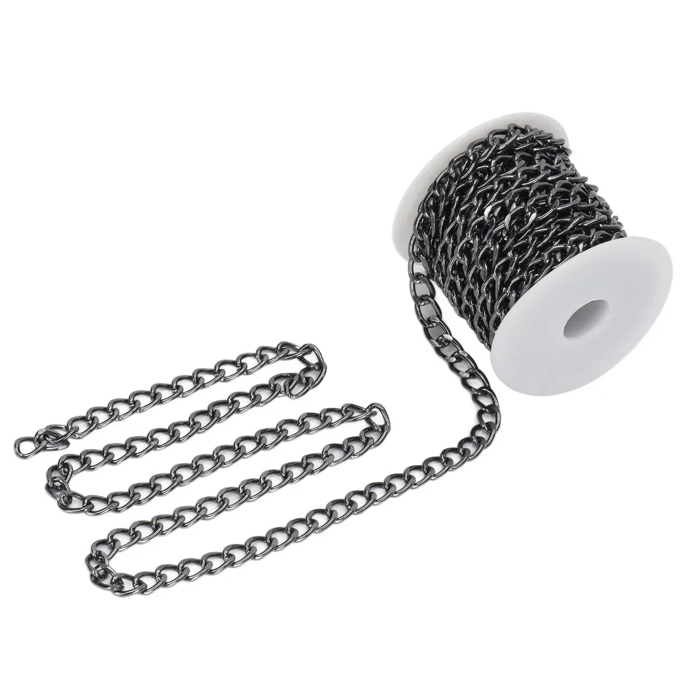 

Jewelry Tools Black Plated Aluminum Chain Twisted Chain Oval Links Chain Roll Unwelded Chain Chain Spool Bracelet Making