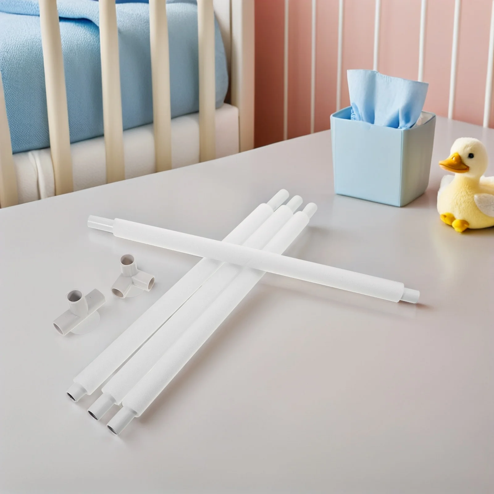 Set di Accessori per Box per Bambini, Aste in Acciaio Inox Rivestite in Spugna 23X0,9 Pollici, Parti di Ricambio per Ringhiere di Sicurezza