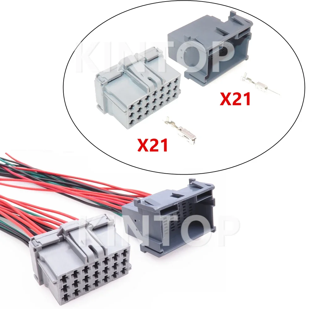

1 Set 21 Pins 1-967630-2 Auto AC Assembly Plastic Housing Unsealed Connector Grey Car Wiring Socket With Wires 8-968975-2