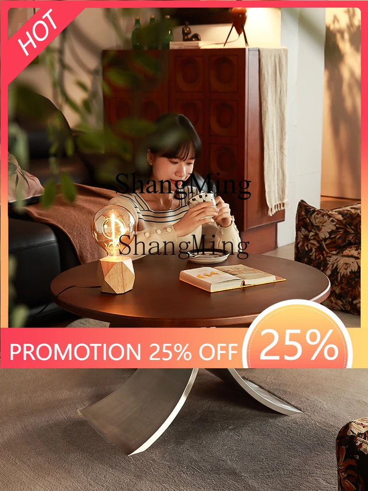 FG good-looking   medieval solid wood cherry small round table home sofa coffee table